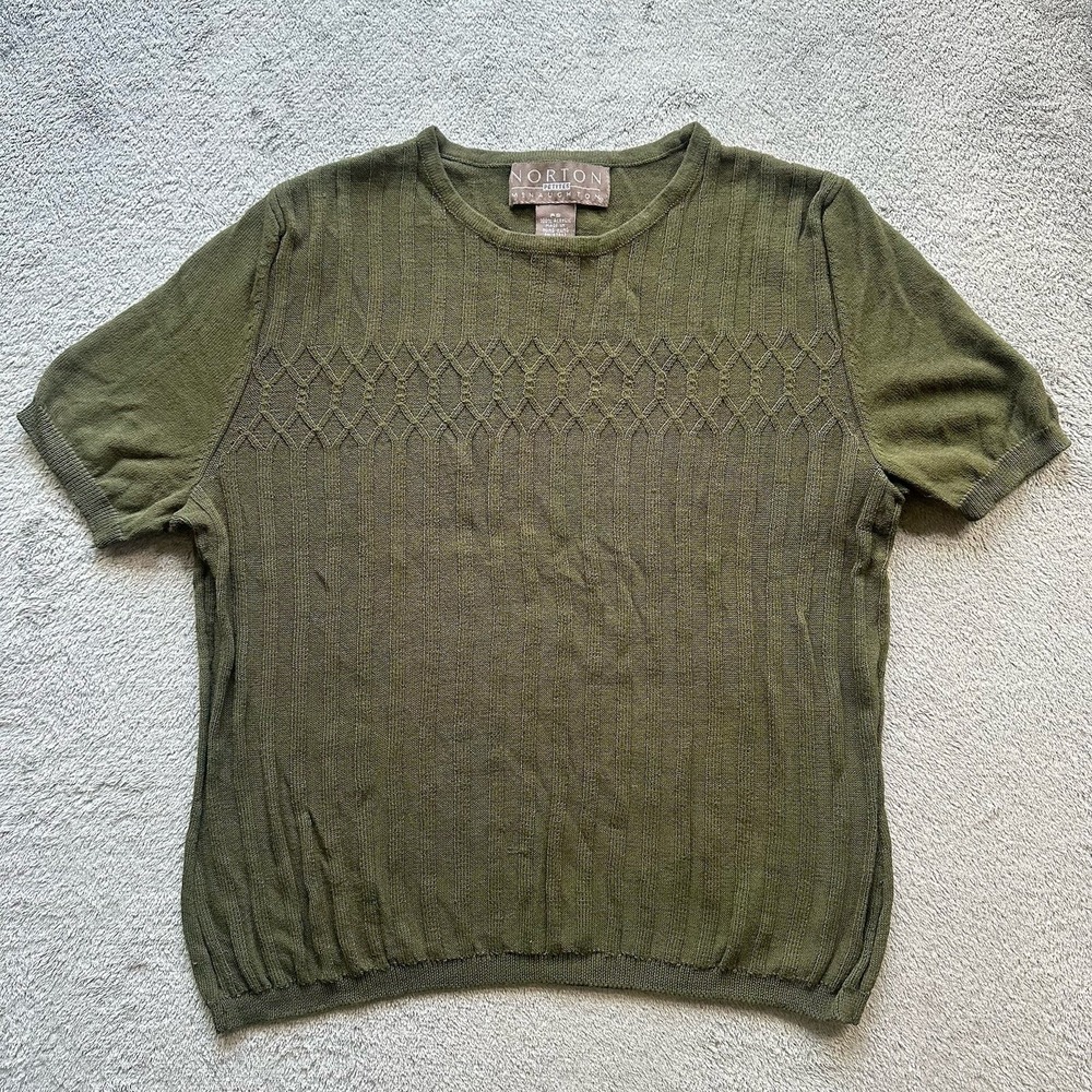 Vintage Norton McNaughton Olive Knit‎ Top PS Hong Kong Career Office Minimalist